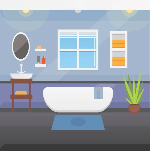 Fürdőszoba interior vagy építészet és bútorok vektoros illusztráció. — Stock Vector