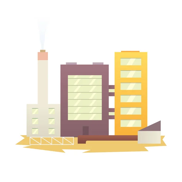 Construção de fábrica industrial e planta. Ilustrações vetoriais de construção de cidade industrial — Vetor de Stock
