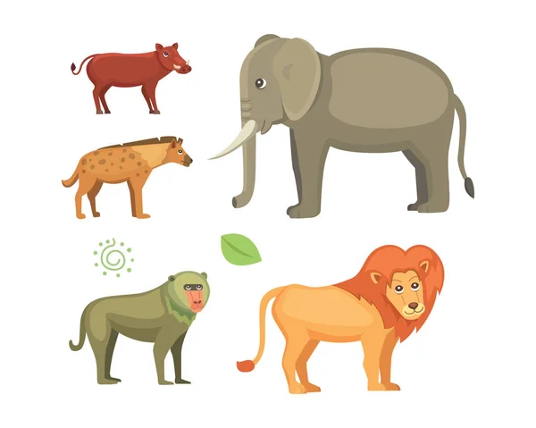 Afrikaanse dieren cartoon vector set. Safari geïsoleerd illustratie — Stockvector