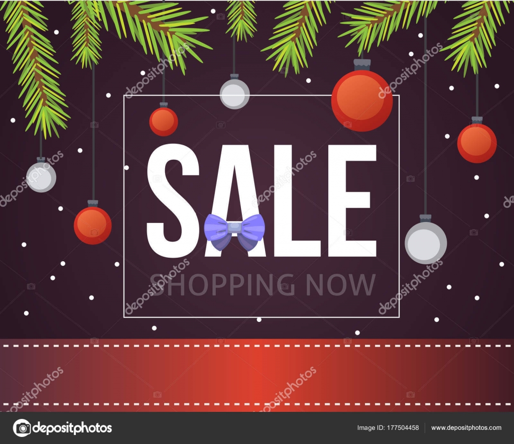 Christmas Sale Banner Template With Glitter Balls Ribbons And Decoration New Year Tree Branches Background Vector By Denis08131mailru Christmas Sale Banner Template With Glitter Balls Ribbons And Decoration New Year Tree Branches Background Vector By Denis08131mailru