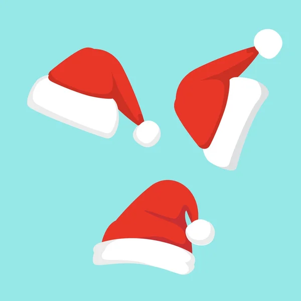 Vektor-Illustration von Weihnachtsmannhüten im Cartoon-Design. — Stockvektor
