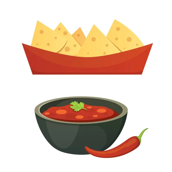 Cocina mexicana dibujos animados platos ilustración conjunto — Vector de stock