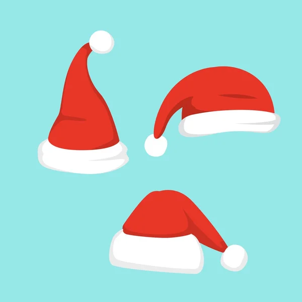 Vektor-Illustration von Weihnachtsmannhüten im Cartoon-Design. — Stockvektor