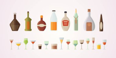 Set tasarımı alkol şişeleri vektör çizim