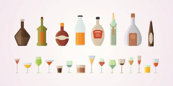 Desenho de conjunto álcool garrafas vetor ilustração — Vetor de Stock