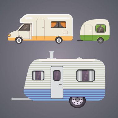 Retro karavan römork koleksiyonu. Araba römork karavan. Turizm.