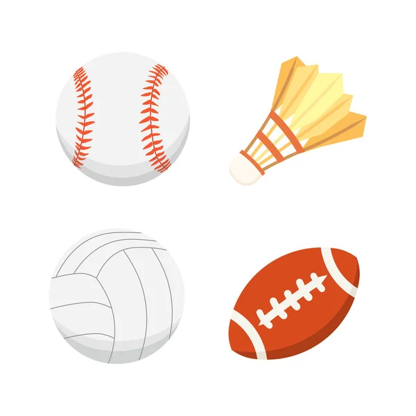 Vector cartoon colorful ball set. sport balls icons isolated — Stock Vector