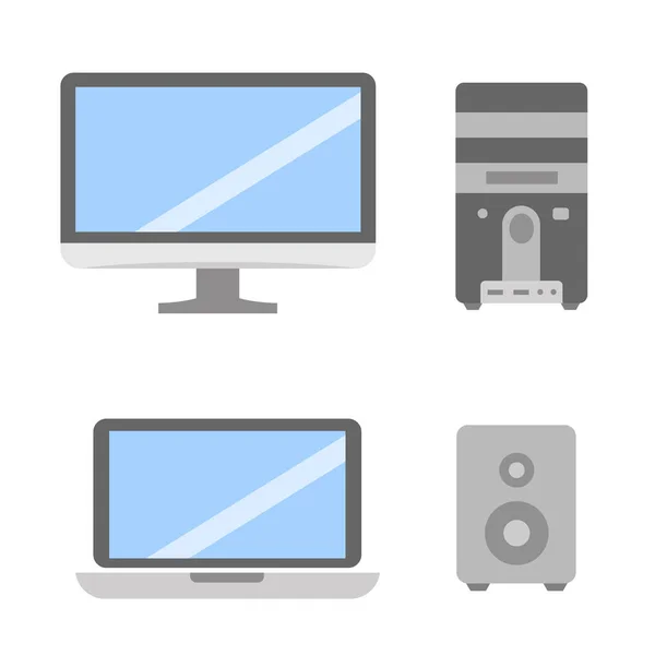 Vector set of PC flat icons collection. — Stock Vector