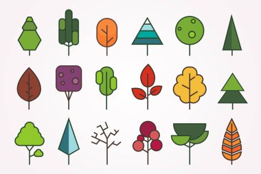 Beyaz arka plan rengi vektör çizim üzerinde ağaç düz stil