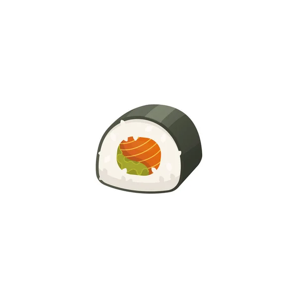 Sushi y rollo tradicional japonés. Mariscos asiáticos, restaurante delicioso vector ilustración . — Vector de stock