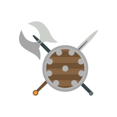 Farklı Ortaçağ silahlar vektör düz çizimler kümesi.