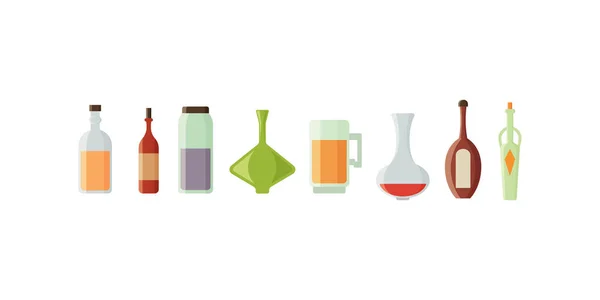 Desenho de conjunto garrafas de álcool ilustração — Vetor de Stock