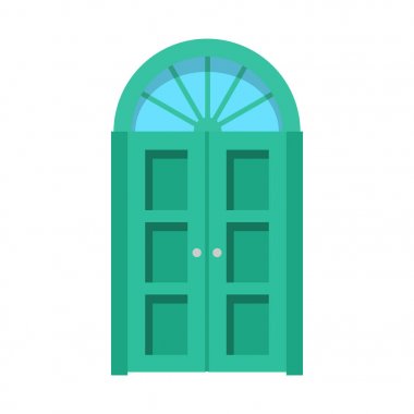 giriş kapısını açık görünümü. karikatür tarzı evleri ve binaları vektör öğesinde.