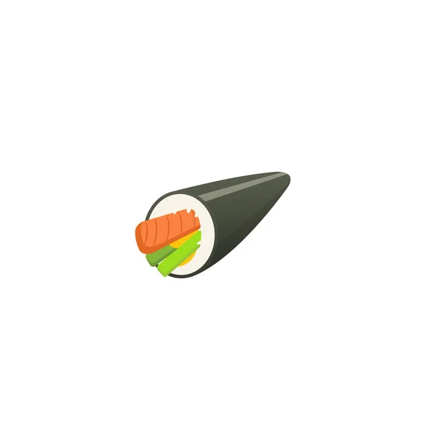 Sushi y rollo tradicional japonés. Mariscos asiáticos, restaurante delicioso vector ilustración . — Vector de stock