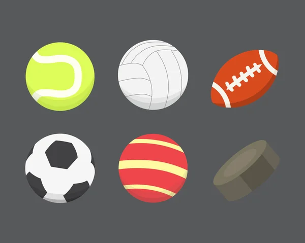 ベクトル漫画のカラフルなボールのセットです。スポーツのボールの分離されたアイコン — ストックベクタ