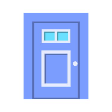 giriş kapısını açık görünümü. karikatür tarzı evleri ve binaları vektör öğesinde.