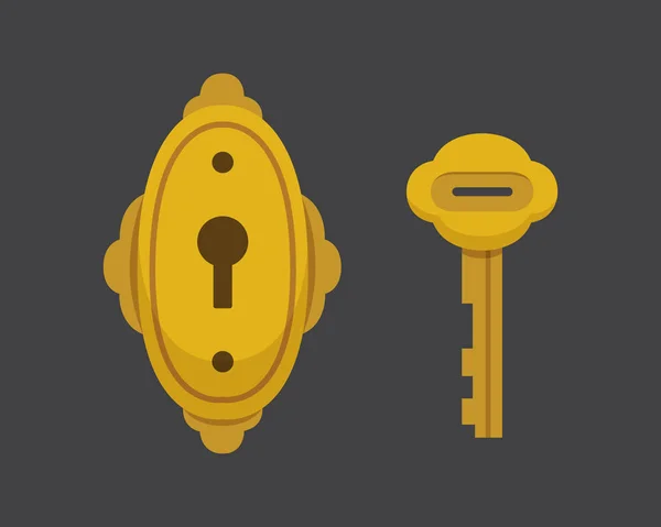 Vintage key and lock. Vector illustration cartoon padlock. Secret, mystery or safe icon. — Stock Vector