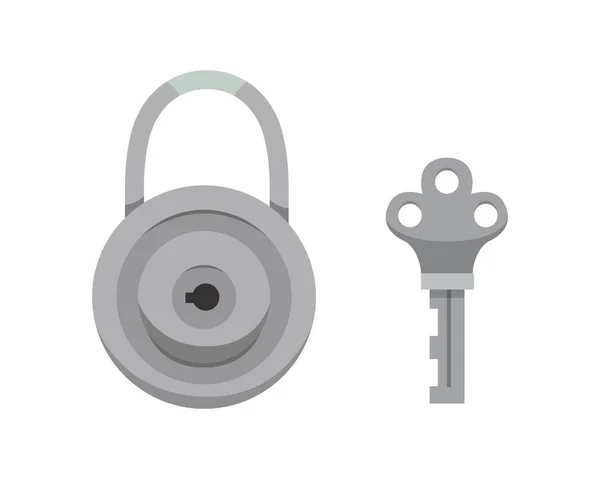 Vintage key and lock. Vector illustration cartoon padlock. Secret, mystery or safe icon. — Stock Vector