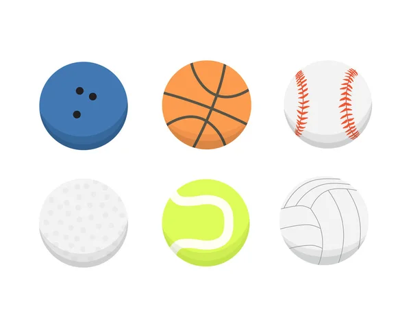 Vettoriale cartone animato colorato set di palline. palle sportive icone isolate — Vettoriale Stock
