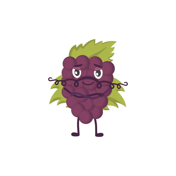 Illustration vectorielle avec personnage drôle de raisin. temps des aliments frais . — Image vectorielle