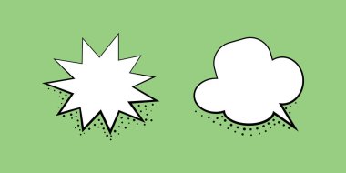 Konuşma balonu tasarım şablonu ayarlayın. Retro tarzı resimde vektör.