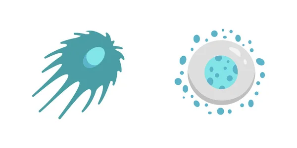 Вирусная векторная иллюстрация. Бактерии и микроорганизмы в мультяшном стиле . — стоковый вектор