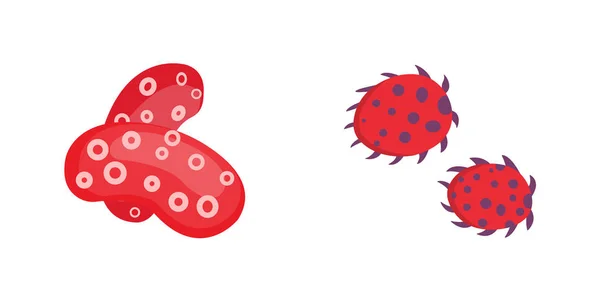 Вирусная векторная иллюстрация. Бактерии и микроорганизмы в мультяшном стиле . — стоковый вектор