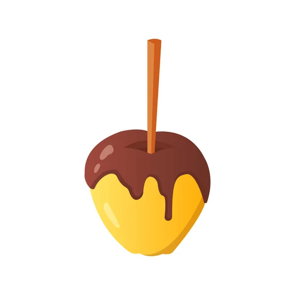 Сладкая карамель и шоколадное яблоко. Векторная иллюстрация в стиле мультфильма . — стоковый вектор