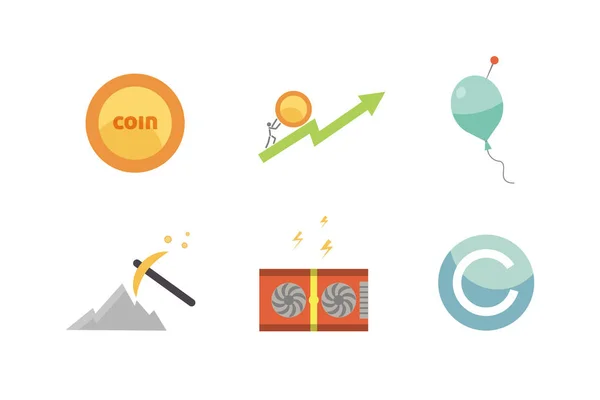 Token ICO vector illustration and blockchain technology icons. — Stock Vector