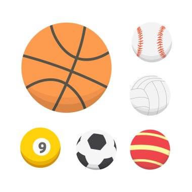 Vektör karikatür renkli top set. Spor balls simgeler izole