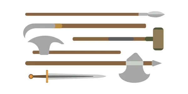 Sada různých středověkých zbraní vektorové ilustrace plochý. — Stockový vektor