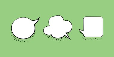 Konuşma balonu tasarım şablonu ayarlayın. Retro tarzı resimde vektör.