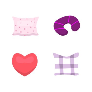 Set serin yastık illusration çizgi film tarzı vektör.