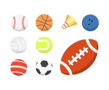 Vektör karikatür renkli top set. Spor balls simgeler izole
