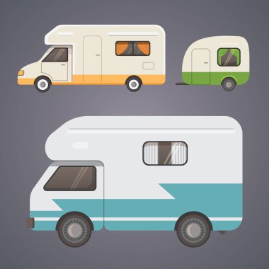 Retro karavan römork koleksiyonu. Araba römork karavan. Turizm.