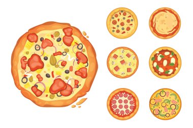 popüler pizza. İtalyan aşçı ve pizza teslimat.