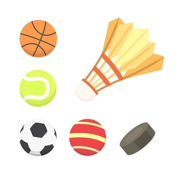 Vettoriale cartone animato colorato set di palline. palle sportive icone isolate — Vettoriale Stock
