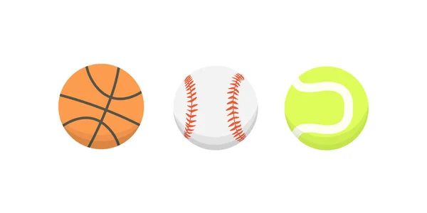 Vector de dibujos animados colorido conjunto de bolas. deporte bolas iconos aislados — Vector de stock