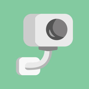 Vektör güvenlik kamerası. CCTV çizgi film illüstrasyon. Güvenlik ve izlerken.