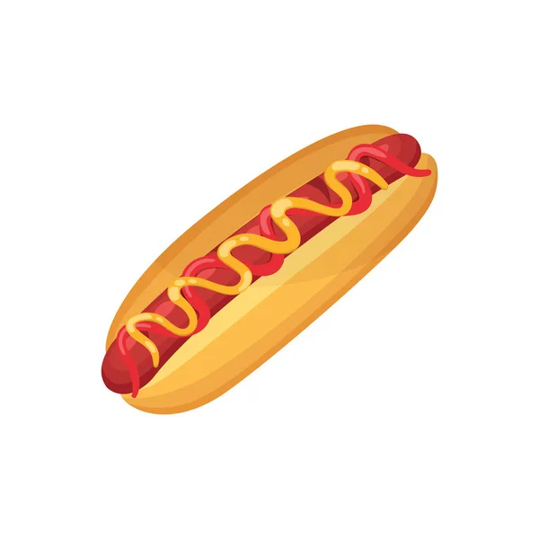 Vektorová ilustrace hot dogů. Ikona izolovaného rychlého občerstvení. — Stockový vektor