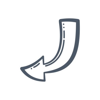 Çizgi film tarzında el yapımı Vektör Oku tasarımı.