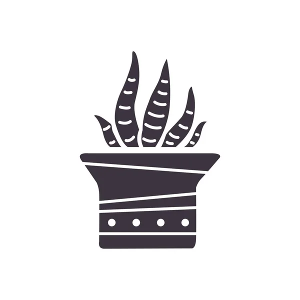 Home plant hand draw icon in cartoon style on white background. — Stockový vektor