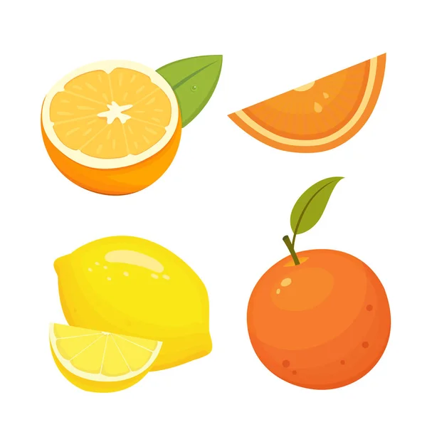 Świeże owoce cytrusowe odizolowane wektor ilustracja z mandarynki, grejpfrut, pomarańcza, pomelo. Koncepcja witaminy C. — Wektor stockowy