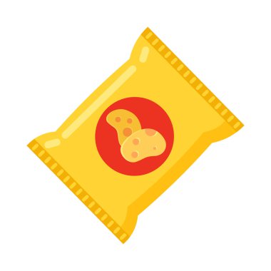 Patates cipsi paketi çanta toplama vektör illüstrasyon.