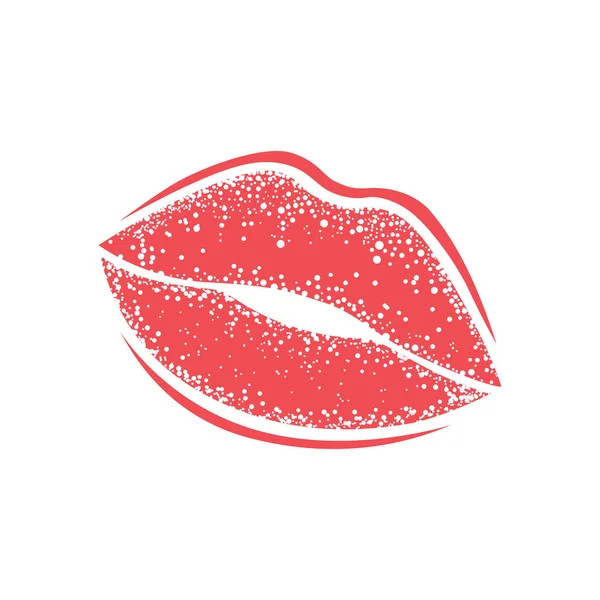 Moderna läppavtryck på en vit bakgrund. Vector womans flicka läppstift kyss märke. — Stock vektor