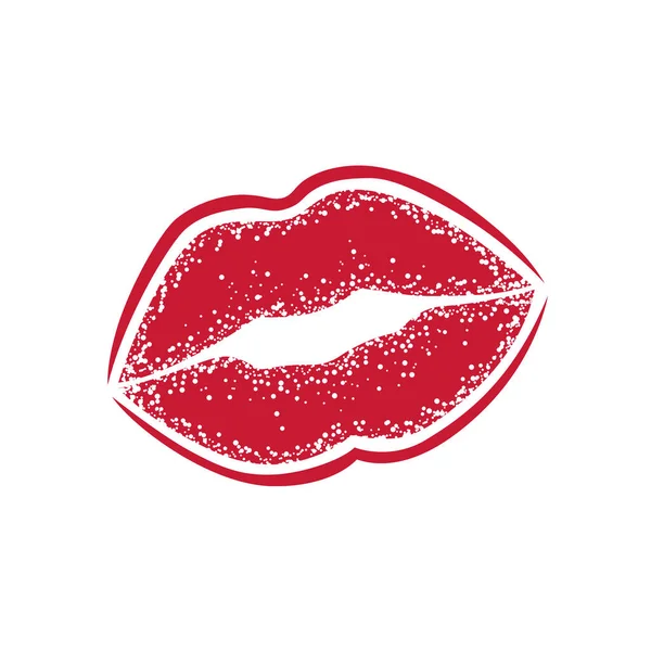 Lábios modernos impressões em um fundo branco. Vector mulheres menina batom beijo marca . — Vetor de Stock