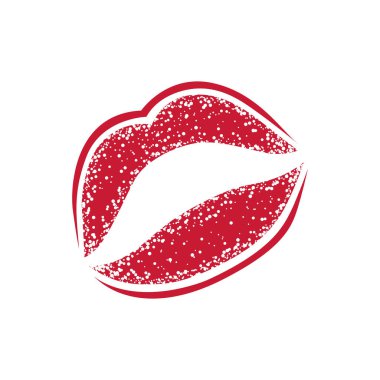 Beyaz arka planda modern dudak izleri var. Vektör kadın ruj izi..