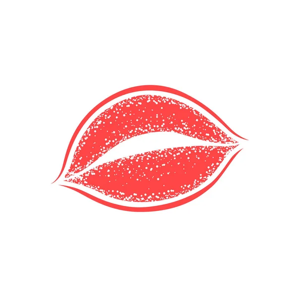 Lábios modernos impressões em um fundo branco. Vector mulheres menina batom beijo marca . — Vetor de Stock