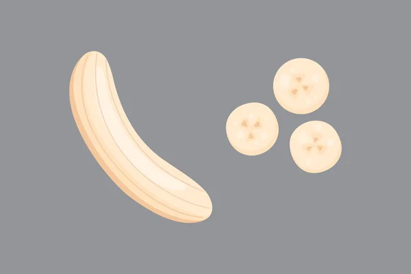 Zestaw ilustracji kreskówki żółte banany. Pojedyncza, świeża skórka banana. — Wektor stockowy