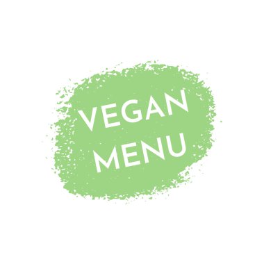 El çizimi vegan gıda etiketi ve etiket vektörü.